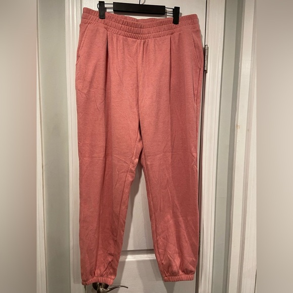 NWOT Old Navy Size L Pink Waffle Knit Elastic Waist Joggers Soft Lounge Pants - Picture 1 of 9